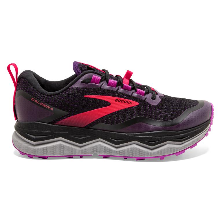Brooks Caldera 5 Distance Trail Running Shoes - Women's - Black/Fuschia/OrangeRed/Purple (27613-NBYM